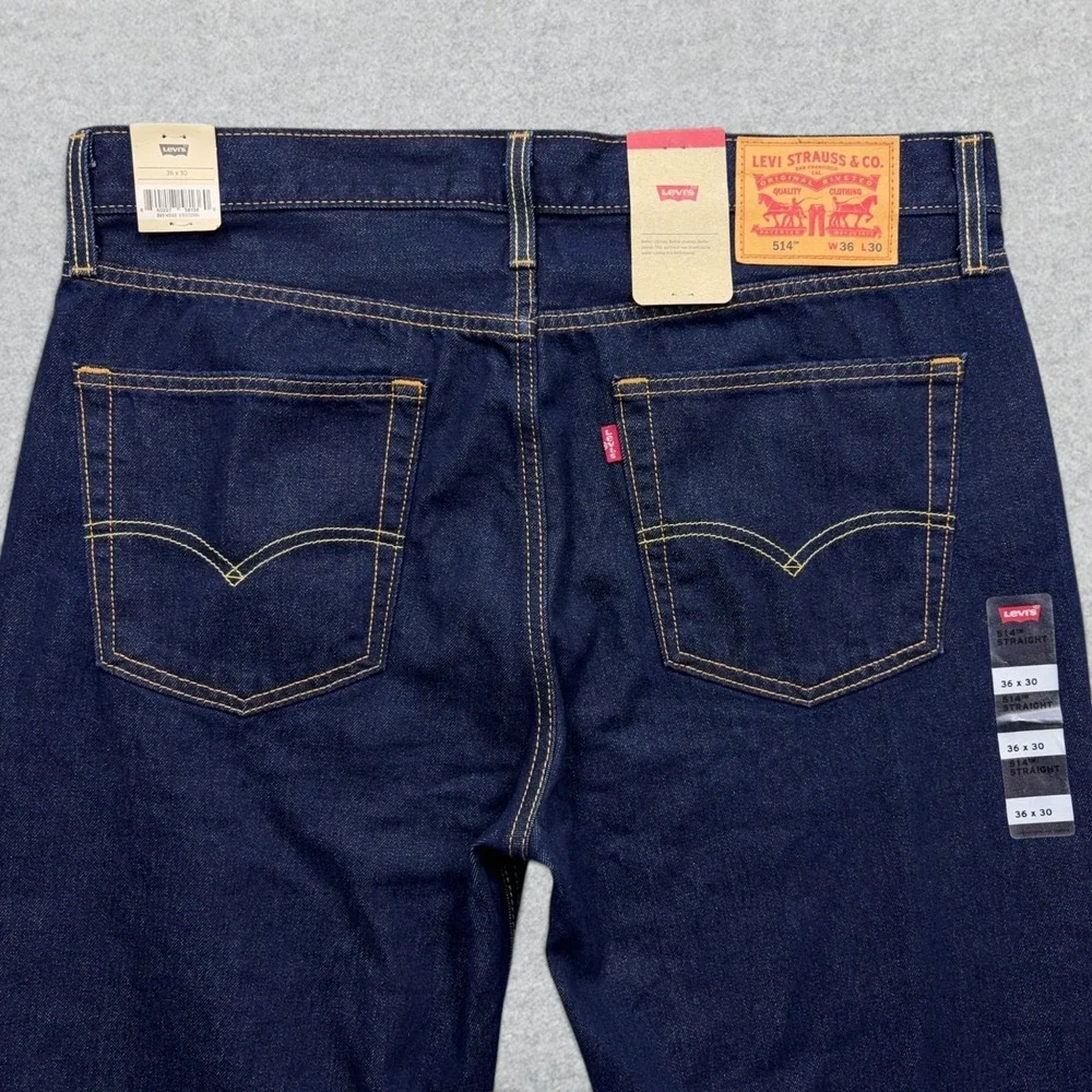 Levi's 514 Jeans Mens 36x30 Indigo Blue Denim Straight Fit Stretch Modern